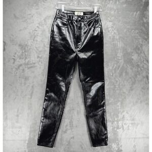 Free People We The Free Phoenix Liquid Black Coated Skinny Sz 27 High Rise Jeans